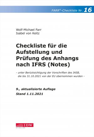 ISBN 9783802125881: Farr, Checkliste 16 (Anhang n. IFRS), 9. A.