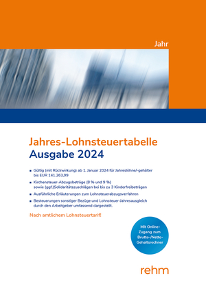 ISBN 9783807328799: Jahres-Lohnsteuertabelle 2024 – Solidaritätszuschläge und Kirchensteuer-Abzugsbeiträge (8% und 9%), mit bis zu 3 Kinderfreibeträgen, ausführlichen Erläuterungen mit Beispielen aus der Praxis