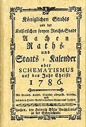 ISBN 9783821503790: Aachen - Raths- und Staats-Kalender oder Schematismus auf das Jahr Christi 1786 – Reprint