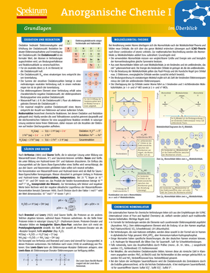 ISBN 9783827426437: Lerntafel: Anorganische Chemie I im Überblick (Lerntafeln Chemie - Guter Zustand!