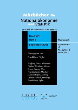 ISBN 9783828203259: Econometrics of Anonymized Micro Data - Sonderheft 5/2005 Jahrbücher für Nationalökonomie und Statistik