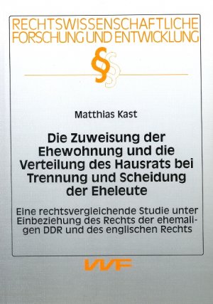 ISBN 9783831680573: Die Zuweisung der Ehewohnung und die Verteilung des Hausrats bei Trennung und Scheidung der Eheleute