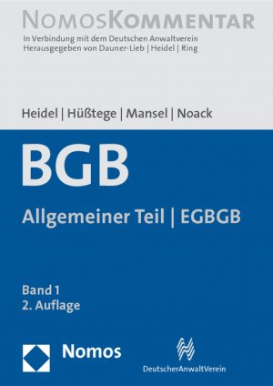 ISBN 9783832934392: Bürgerliches Gesetzbuch: Allgemeiner Teil - EGBGB - Band 1