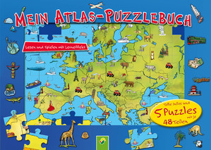 ISBN 9783849932039: Mein Atlas-Puzzlebuch für Kinder ab 6 Jahren – Tolle Infos und 5 Puzzles mit je 48 Teilen. Lernen und spielen mit Lern-Effekt