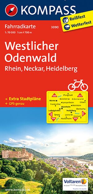 ISBN 9783850263108: KOMPASS Fahrradkarte 3090 Westlicher Odenwald - Rhein - Neckar - Heidelberg 1:70.000 - reiß- und wetterfest