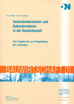 ISBN 9783854020912: Generalunternehmer und Subunternehmer in der Bauwirtschaft – Vom Angebot bis zur Fertigstellung der Leistung