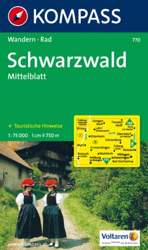 ISBN 9783854915317: Schwarzwald Mittelblatt - Wanderkarte mit Radwegen und touristischen Hinweisen - 1/75000