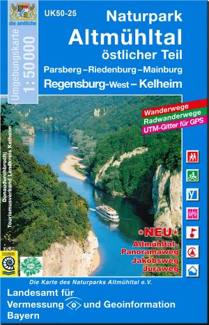 gebrauchtes Buch – Landesamt für Vermessung und Geoinformation Bayern – 25., Naturpark Altmühltal, östlicher Teil - Parsberg - Riedenburg - Mainburg - Regensburg West - Kelheim : die Karte des Naturparks Altmühltal e.V.