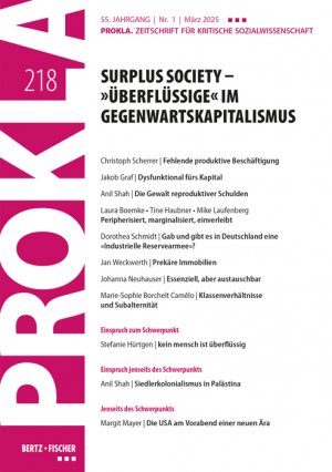 ISBN 9783865059185: Surplus Society – »Überflüssige« im Gegenwartskapitalismus – PROKLA 218 / 55. Jg., Heft 1, März 2025