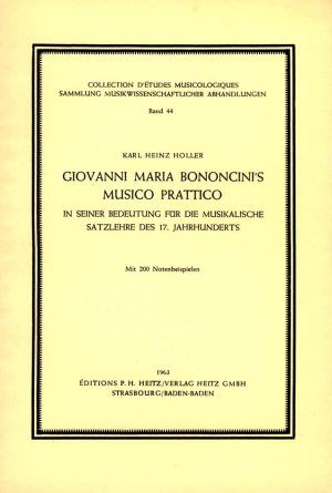 ISBN 9783873205444: Giovanni Maria Bononcini's "Musico Prattico" in seiner Bedeutung für die musikalische Satzlehre des 17. Jahrhunderts.