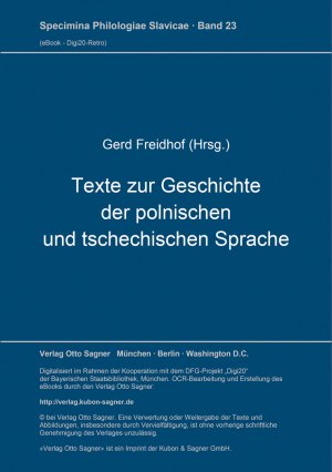 ISBN 9783876901701: Texte zur Geschichte der polnischen und tschechischen Sprache - Materialien zum Curriculum der West- und Südslawischen Linguistik 2