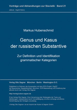 ISBN 9783876905020: Genus und Kasus der russischen Substantive - Zur Definition und Identifikation grammatischer Kategorien