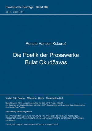 ISBN 9783876905075: Die Poetik der Prosawerke Bulat Okudžavas