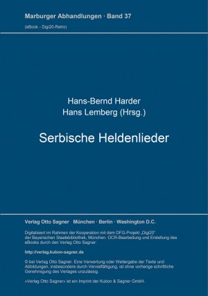 ISBN 9783876906270: Serbische Heldenlieder