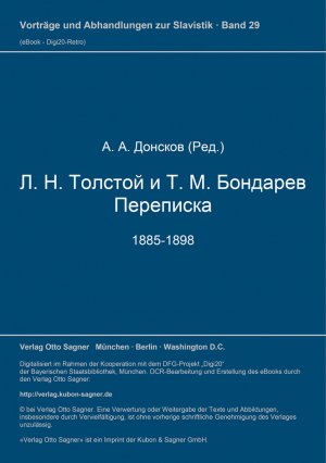 ISBN 9783876906355: L. N. Tolstoj i T. M. Bondarev. Perepiska. 1885-1898