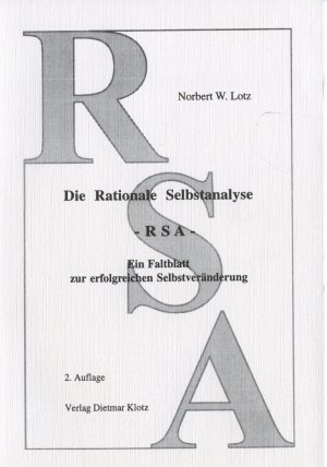 ISBN 9783880742598: Die rationale Selbstanalyse - RSA - Ein Faltblatt zur erfolgreichen Selbstveränderung