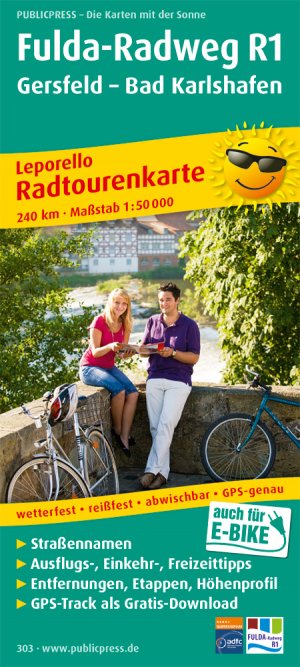 ISBN 9783899203035: Fulda-Radweg, Gersfeld - Hann. Münden – Leporello Radtourenkarte mit Ausflugszielen, Einkehr- & Freizeittipps, wetterfest, reissfest, abwischbar, GPS-genau. 1:50000