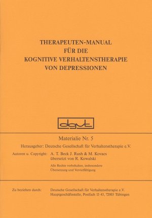 ISBN 9783922686057: Therapeuten-Manual für die kognitive Verhaltenstherapie von Depressionen