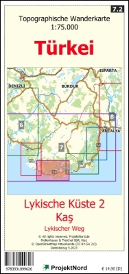 ISBN 9783931099626: Lykische Küste 2 - Kaş - Lykischer Weg - Topographische Wanderkarte 1:75.000 Türkei (Blatt 7.2) - mit Wanderwegen - Landkarte