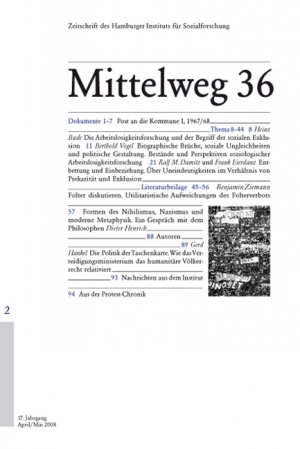 ISBN 9783936096378: Arbeitslosigkeitsforschung - Mittelweg 36, Zeitschrift des Hamburger Instituts für Sozialforschung, Heft 2/2008