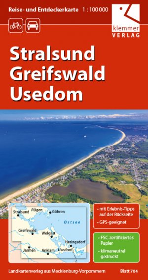 ISBN 9783940175533: Reise- und Entdeckerkarte Stralsund, Greifswald, Usedom - Maßstab 1:100.000, GPS-geeignet, Erlebnis-Tipps auf der Rückseite