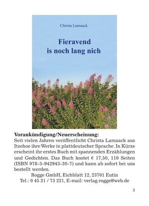 ISBN 9783942943307: Fieravend is noch lang nich