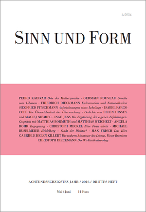 ISBN 9783943297294: Sinn und Form 3/2016