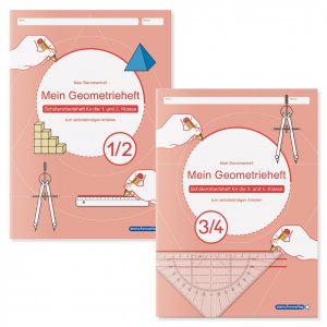 ISBN 9783946904649: Mein Geometrieheft 1/2 und 3/4 im Set - geeignet für die 1. bis 4. Klasse, beinhaltet motivierende Arbeitsseiten zum Thema Form und Raum