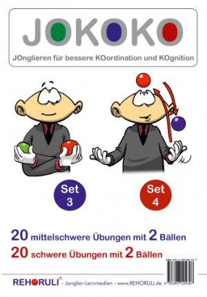 ISBN 9783947104314: JOKOKO-DIN A5-Karten - SET 3 + Set 4 (DIN A5 Karten) – 20 mittelschwere + 20 schwere Übungen mit 2 Bällen