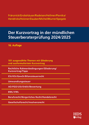 ISBN 9783955549268: Der Kurzvortrag in der mündlichen Steuerberaterprüfung 2024/2025