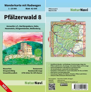 Klingenmünster Bad Bergzabern Pfälzerwald 8 Blatt 42-544 Annweiler a.T. Hauenstein 1 : 25 000: Wanderkarte mit Radwegen Dahn Weißenburg 