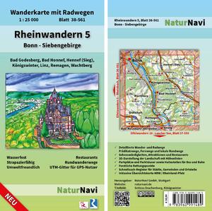 ISBN 9783960991489: Rheinwandern 5 - Bonn - Siebengebirge – Wanderkarte mit Radwegen, Blatt 38-561, 1 : 25 000, Bad Godesberg, Bad Honnef, Hennef (Sieg), Königswinter, Linz, Remagen, Wachtberg