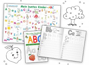 ISBN 9783968400303: Mein buntes Kinder-ABC-Set in Druckschrift – Lernposter DINA 4 laminiert + Schreiblernheft DINA 5 auf 120g/m² Zeichenkarton