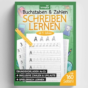 ISBN 9783969080214: Buchstaben und Zahlen schreiben ab 5 Jahren - Mein Übungsheft (160 Seiten) mit tollen Druckschriftvorlagen für Kinder zum Üben und Lernen im Kindergarten, in der Vorschule und Grundschule.