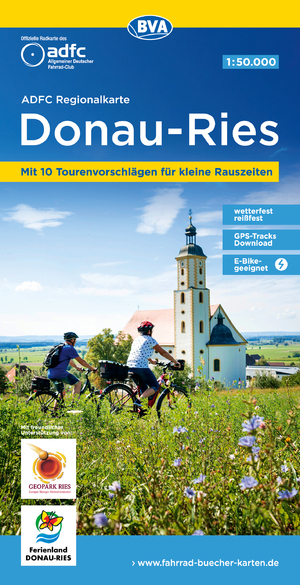 neues Buch – ADFC-Regionalkarte Donau-Ries, 1:50.000, mit Tagestourenvorschlägen, reiß- und wetterfest, E-Bike-geeignet, GPS-Tracks Download