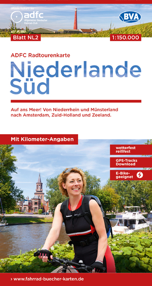 ISBN 9783969901632: ADFC-Radtourenkarte NL 2 Niederlande Süd 1:150.000, reiß- und wetterfest, E-Bike geeignet, GPS-Tracks Download, mit Knotenpunkten, mit Bett+Bike Symbolen, mit Kilometer-Angaben - Auf ans Meer! Von Niederrhein und Münsterland nach Amsterdam, Zuid-Holland u