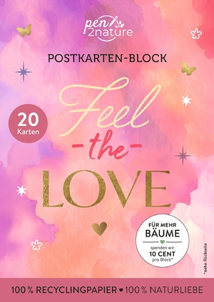 ISBN 9783987641367: Postkartenblock Feel the Love | 20 Karten I 100% Recyclingpapier 100% Naturliebe | Taschenbuch | 42 S. | Deutsch | 2025 | pen2nature | EAN 9783987641367