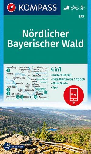 ISBN 9783990443071: KOMPASS Wanderkarte 195 Nördlicher Bayerischer Wald 1:50.000 - 4in1 Wanderkarte mit Aktiv Guide und Detailkarten inklusive Karte zur offline Verwendung in der KOMPASS-App. Fahrradfahren. Langlaufen.