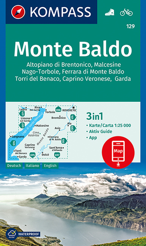 ISBN 9783990444078: KOMPASS Wanderkarte Monte Baldo – 3in1 Wanderkarte 1:25000 mit Aktiv Guide inklusive Karte zur offline Verwendung in der KOMPASS-App. Fahrradfahren.