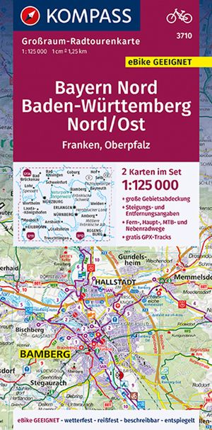 KOMPASS Großraum-Radtourenkarte Bayern Nord GPX-Daten zum Download Baden-Württemberg Nord/Ost 1:125000: Großraum-Radtourenkarte 1:125000 