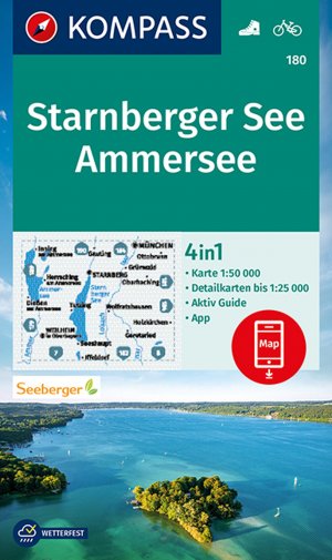 ISBN 9783991212201: KOMPASS Wanderkarte 180 Starnberger See, Ammersee 1:50.000 - 4in1 Wanderkarte mit Aktiv Guide und Detailkarten inklusive Karte zur offline Verwendung in der KOMPASS-App. Fahrradfahren.