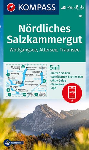 ISBN 9783991212614: KOMPASS Wanderkarte 18 Nördliches Salzkammergut, Wolfgangsee, Attersee, Traunsee 1:50.000: 5in1 Wanderkarte mit Panorama, Aktiv Guide und Detailkarten...