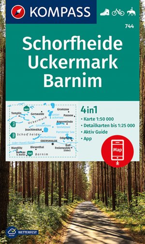 ISBN 9783991212935: KOMPASS Wanderkarte 744 Schorfheide, Uckermark, Barnim 1:50.000 - 4in1 Wanderkarte mit Aktiv Guide und Detailkarten inklusive Karte zur offline Verwendung in der KOMPASS-App. Fahrradfahren. Reiten.