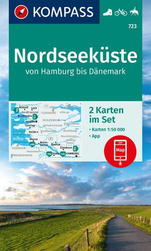 ISBN 9783991217244: KOMPASS Wanderkarten-Set 723 Nordseeküste von Hamburg bis Dänemark (2 Karten) 1:50.000 - inklusive Karte zur offline Verwendung in der KOMPASS-App. Fahrradfahren. Reiten