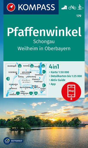 ISBN 9783991218784: KOMPASS Wanderkarte 179 Pfaffenwinkel, Schongau, Weilheim i. OB 1:50.000 - 4in1 Wanderkarte mit Aktiv Guide und Detailkarten inklusive Karte zur offline Verwendung in der KOMPASS-App. Fahrradfahren. Langlaufen.