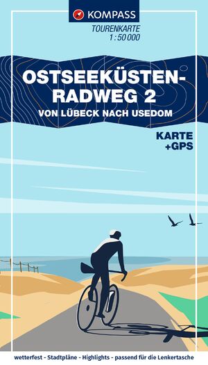 ISBN 9783991542209: KOMPASS Fahrrad-Tourenkarte Ostseeküstenradweg 2, von Lübeck bis Usedom 1:50.000 – GPX-Datei zum Download, Leporello Karte, reiß- und wetterfest