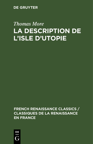 ISBN 9789027968722: La description de l'isle d'utopie