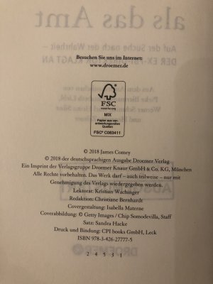 gebrauchtes Buch – James Comey – Größer als das Amt - Auf der Suche nach der Wahrheit - der Ex-FBI-Direktor klagt an