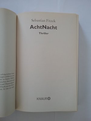 gebrauchtes Buch – Sebastian Fitzek – ACHT NACHT