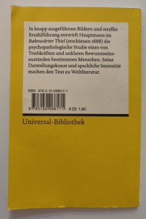 gebrauchtes Buch – Gerhart Hauptmann – Bahnwärter Thiel - Novellist. Studie.